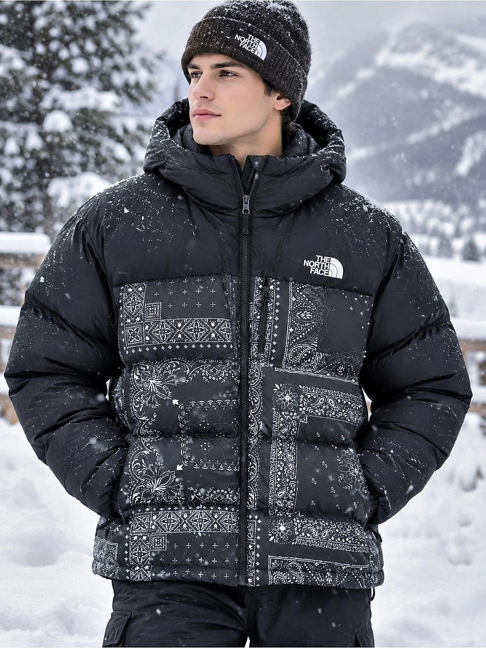 The North Face Kanaga Jacket Paisley Puffer Black XL